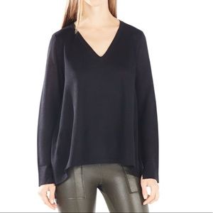 BcbgMaxazria Black Cashmere Oversized V Neck Tunic